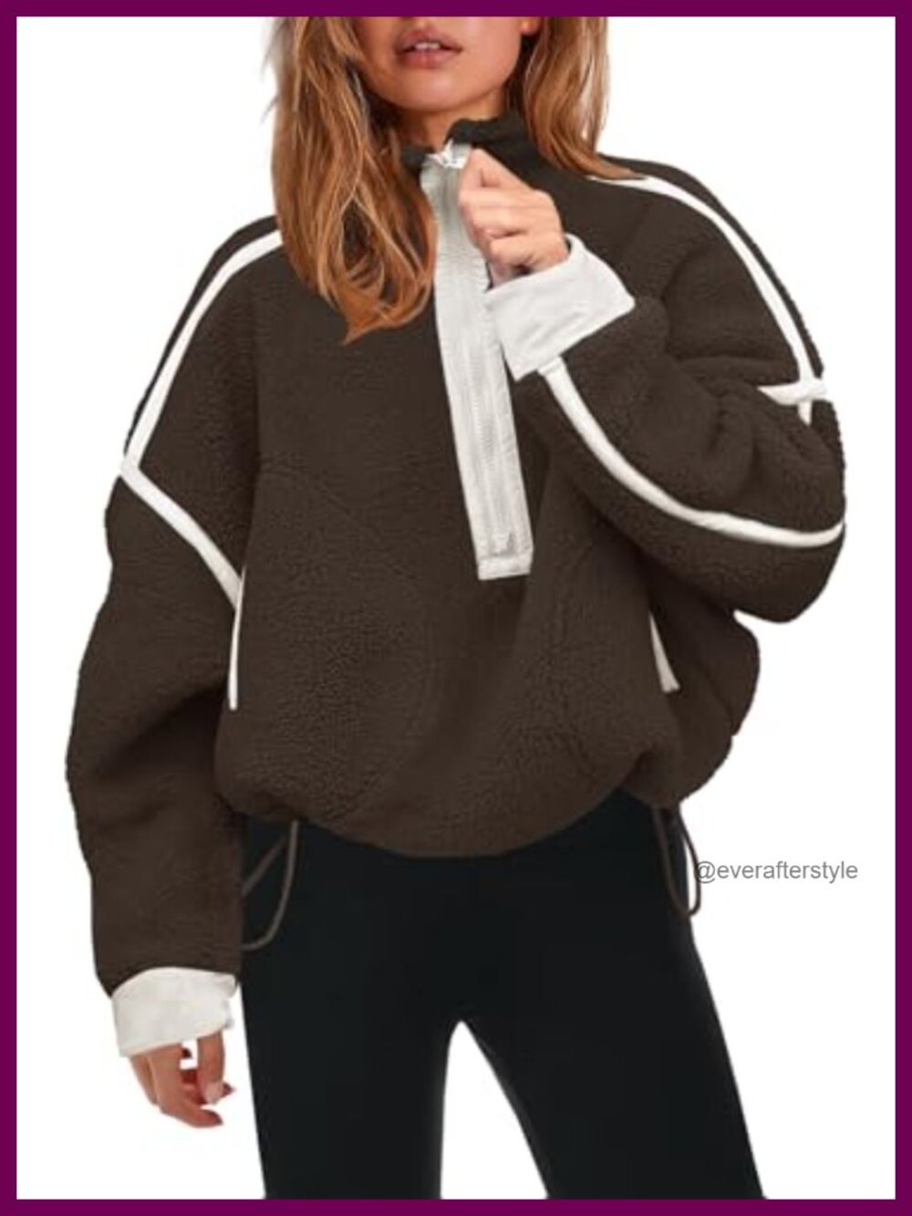 Womens Half Zip Fleece Pullover Sherpa Jacket Long Sleeve